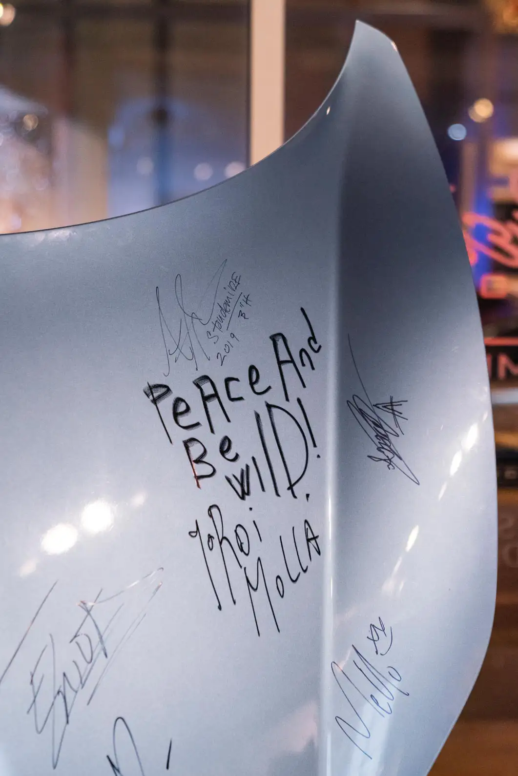 mph club ferrari hood signed by celebrities