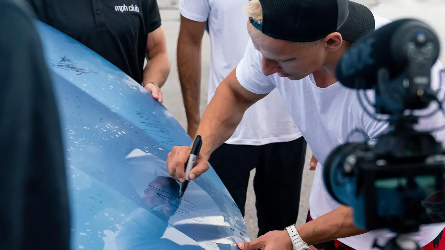 vitaly signing mph club blue ferrari hood