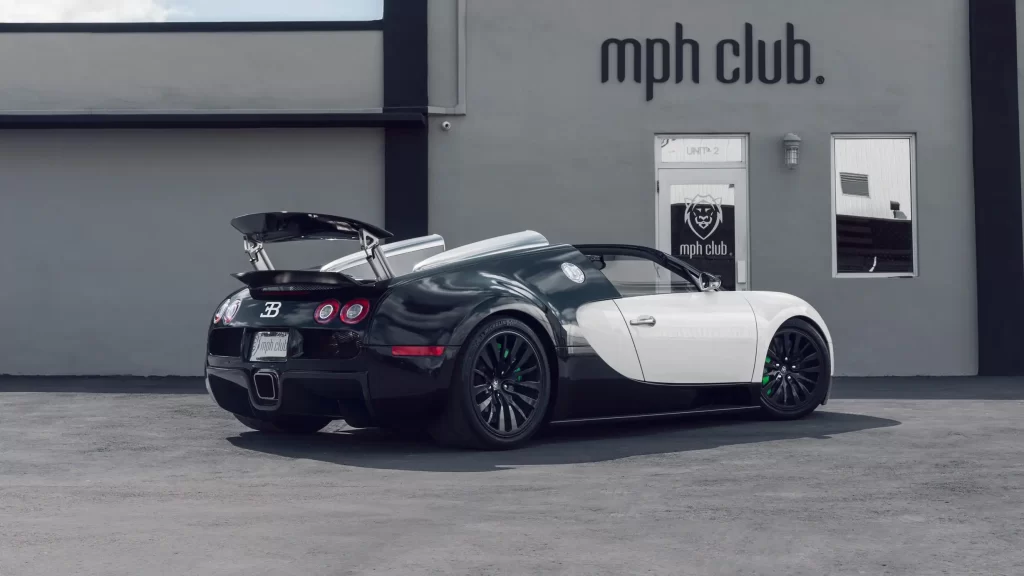 Bugatt Veyron roadster rental rear view mph club
