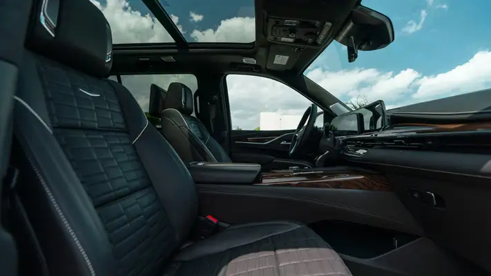 Cadillac Escalade ESV Sport Platinum rental interior view 5 mph club