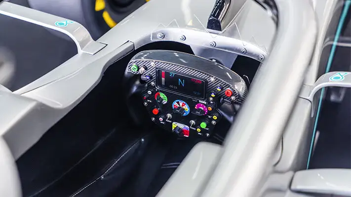 F1 W10 Mercedes AMG Petronas interior view mph club