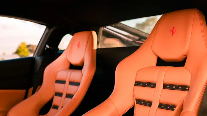 Red Ferrari 488 GTB rental interior view mph club