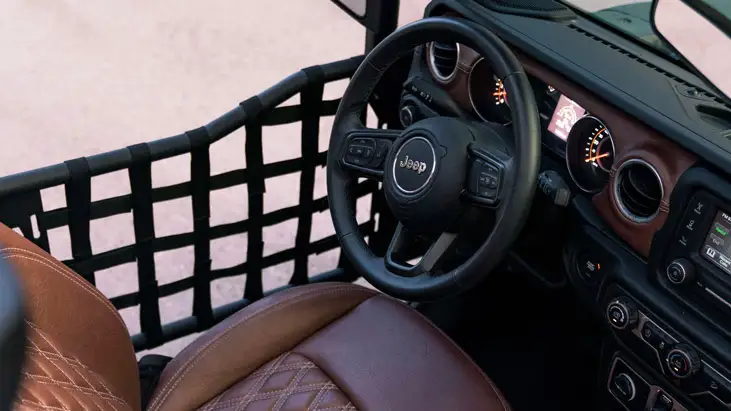 Jeep Wrangler rental dashboard view mph club