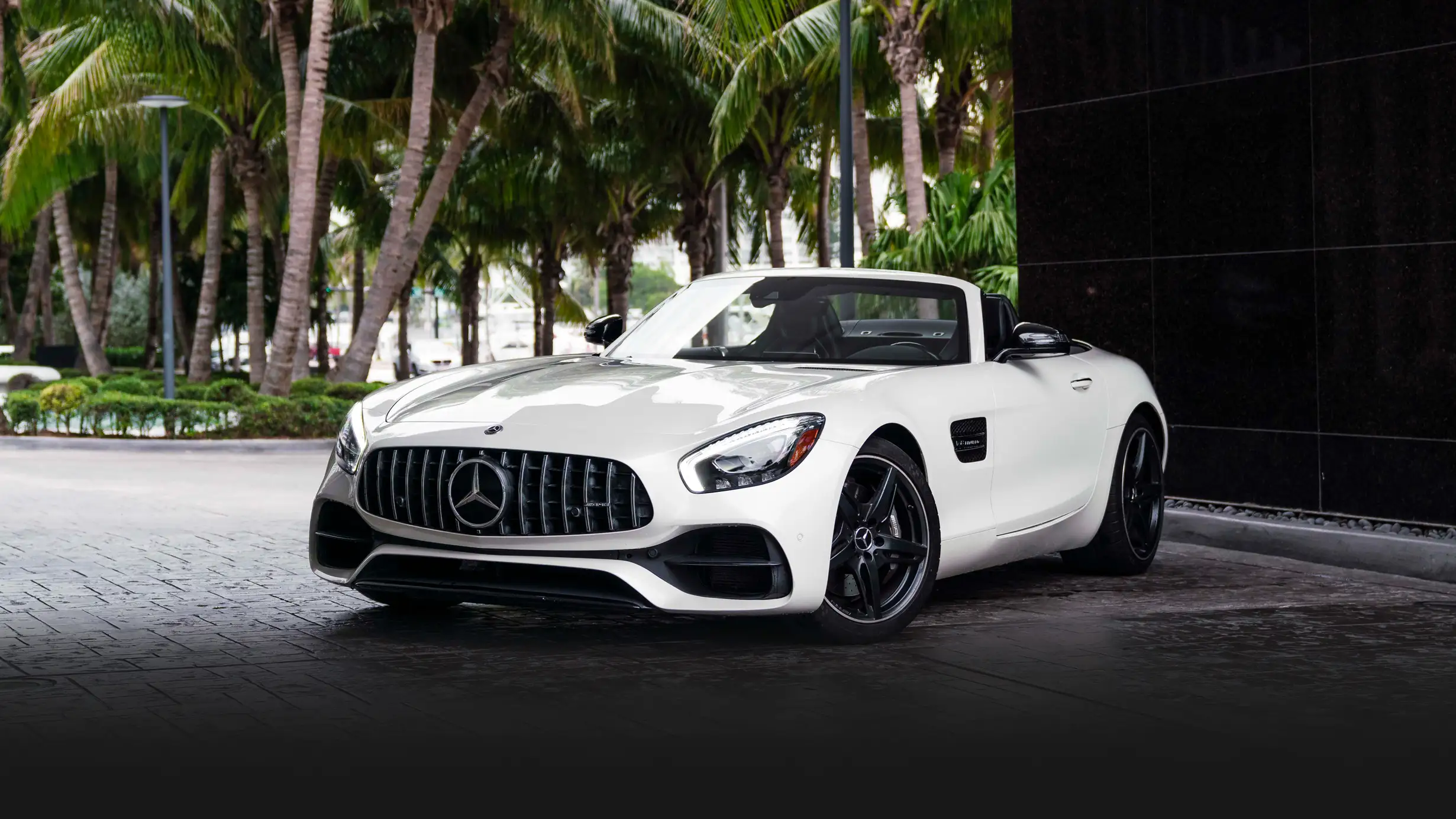Mercedes Benz AMG GTS convertible rental profile view mph club