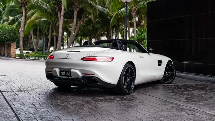 Mercedes Benz AMG GTS convertible rental rear view mph club
