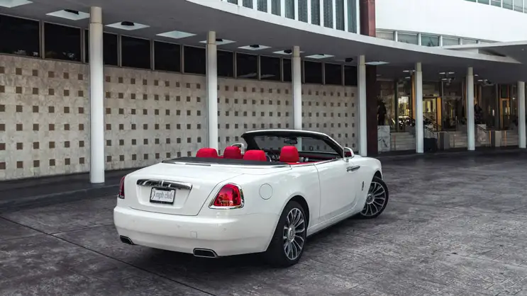 White Rolls Royce Dawn rental rear view mph club
