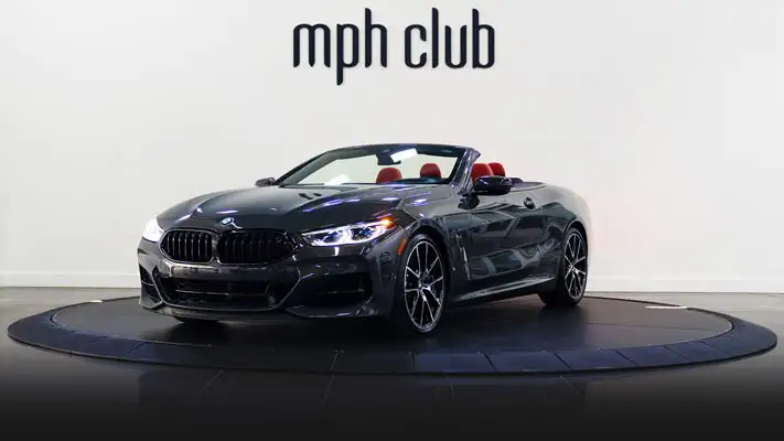 Grey BMW 850I rental profile view rszd mph club