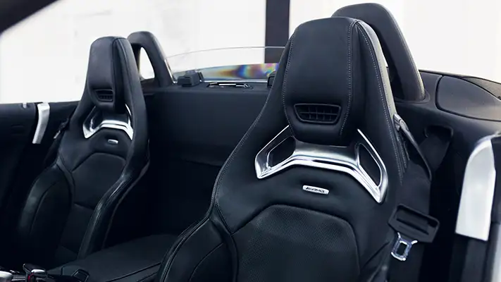 Gray Mercedes Benz GT Convertible rental interior view mph club