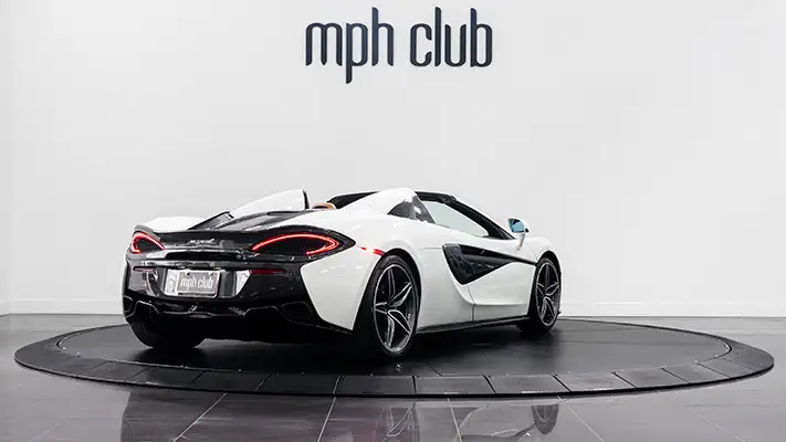McLaren 570s Spider rental Monaco rear view mph club
