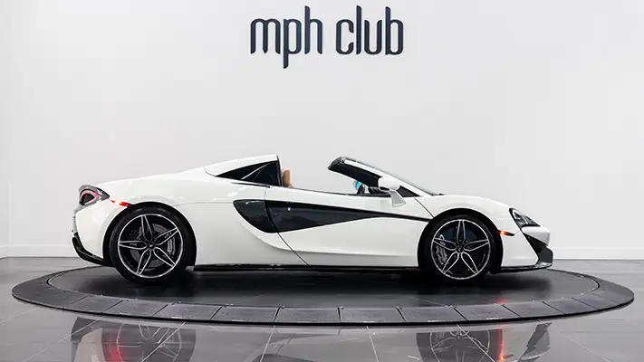 McLaren 570s Spider rental Monaco side view mph club