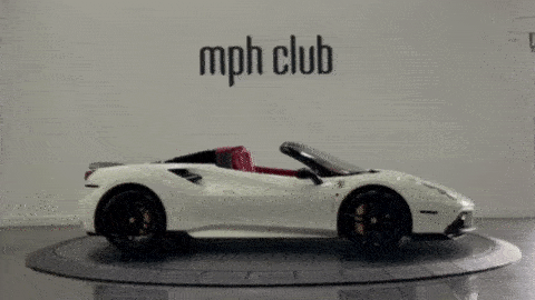 White on red Ferrari 488 Spider for rent turntable - mph club