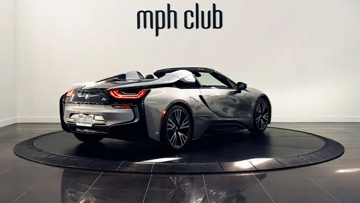 BMW I8 silver rental rear view - mph club