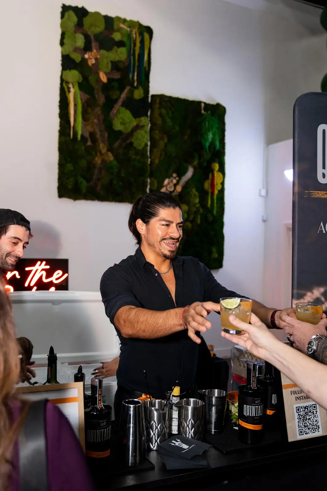 Quintaliza Tequila, the main sponsor of the networking event, serving guests their tequila with uniquely themed cocktails.