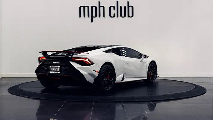 White Lamborghini Huracan Tecnica rental Monaco rear view - mph club