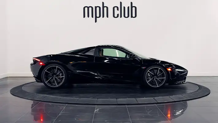 Black McLaren 720s Spider rental side view - mph club