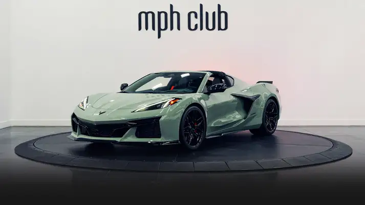 Green Chevrolet Corvette Z06 rental profile view rszd - mph club